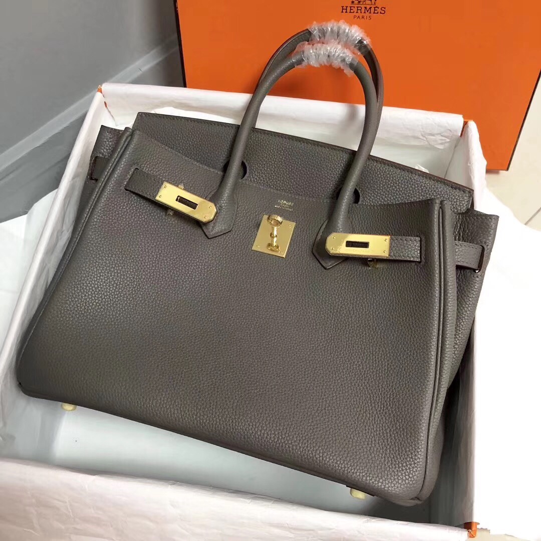 Hermes Birkin 35CM Togo Leather Handbag Dark Grey